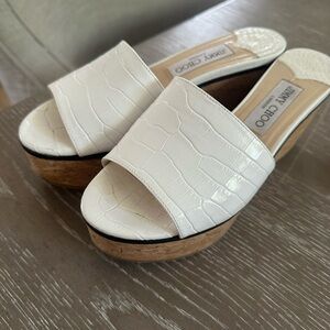 Jimmy Choo White Croc-Embossed Mules